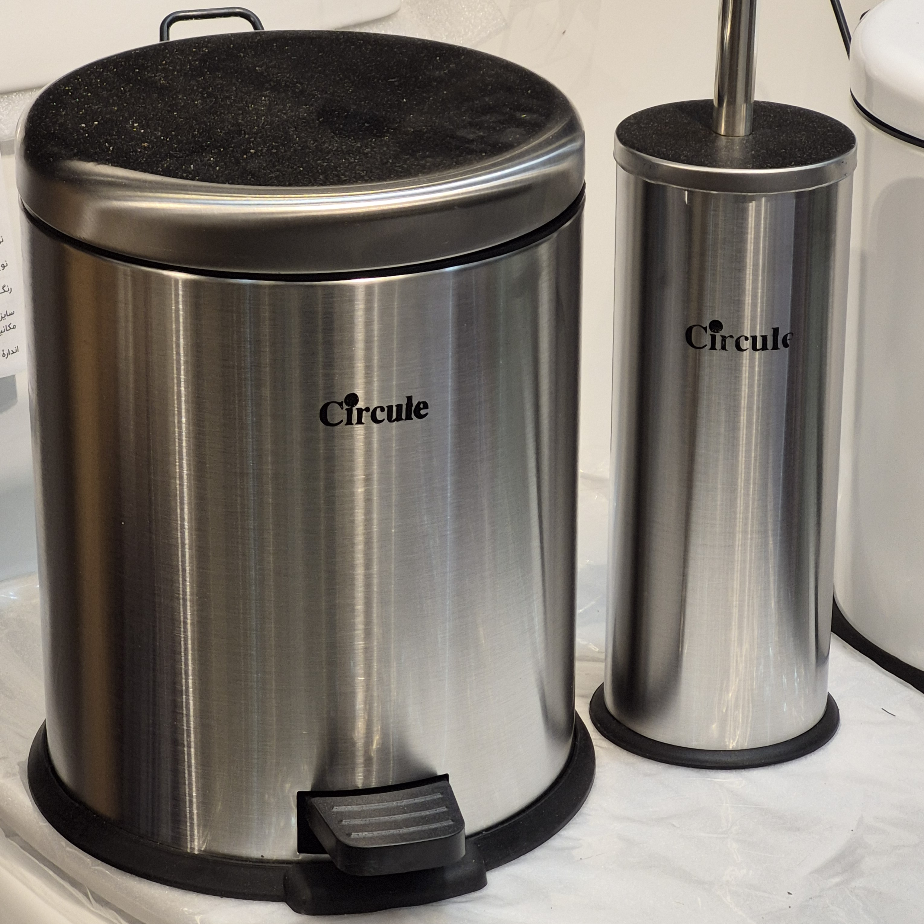 سطل و برس توالت سرکوله استیل